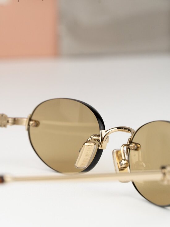 Miu Miu Women Sunglasses Gold Yellow Oval MUA54S ZVN10R NEW AUTHENTIC main image 9